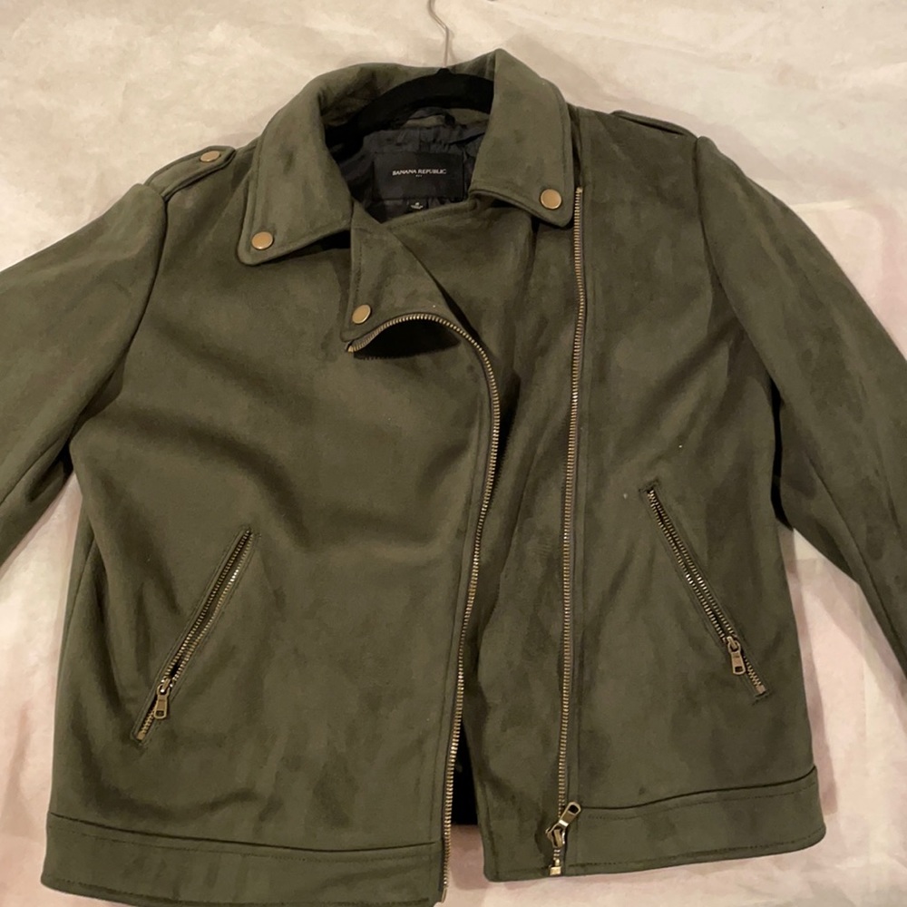 Faux green suede banana republic jacket